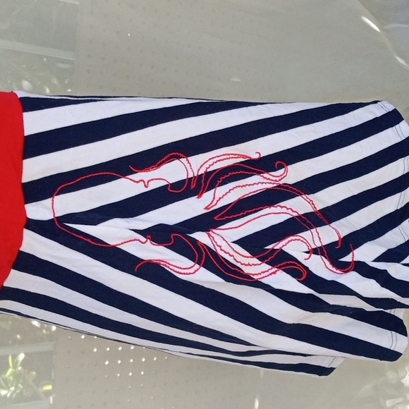 Sourpuss Summer  Dress Blue & White Stripe w Embroidered Octopus XL - Picture 9 of 11